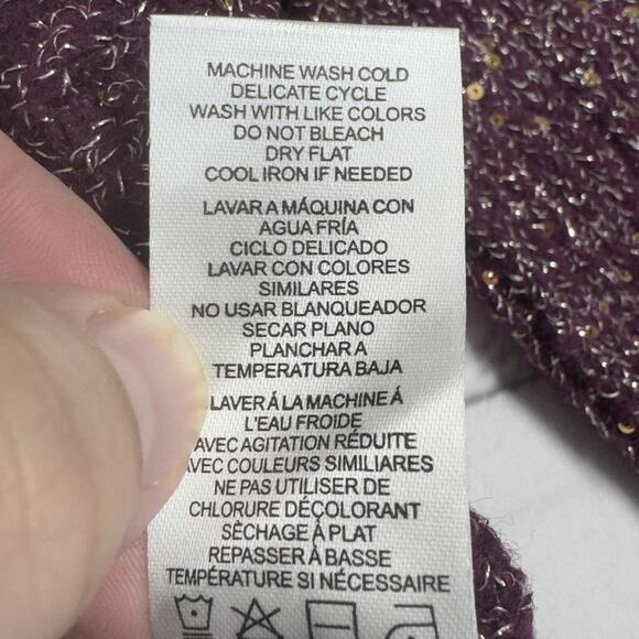 Nina Leonard Sparkly Sequin Sweater Dress Purple Women's Size Small - Picture 7 of 8